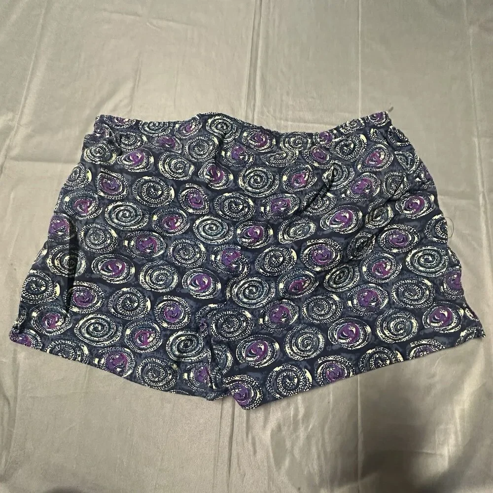 Vintage 90s Champion Swim Trunks Mens 3XL Lined Shorts Retro Swirl Print Navy